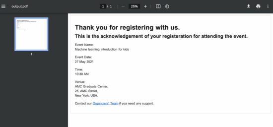 HTML to PDF Result