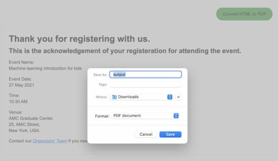 Generate and Save PDF