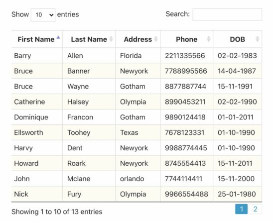datatables server-side with php