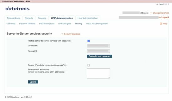 datatrans merchant account credentials