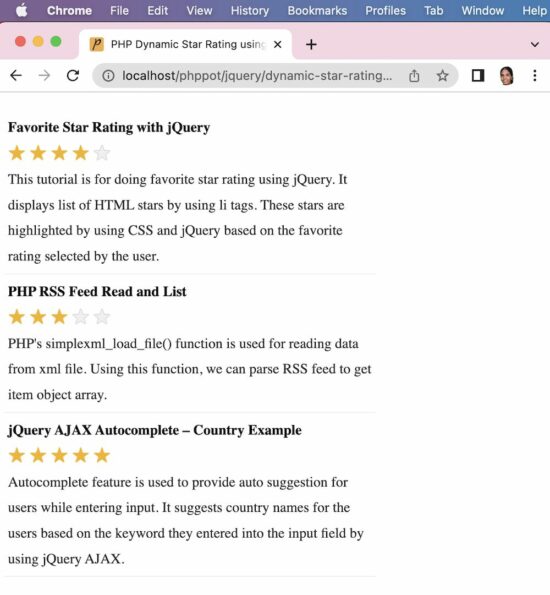 dynamic star rating jquery