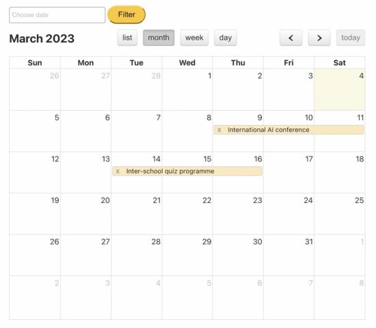 event management in php