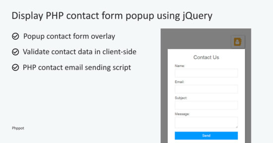 How Display PHP Contact Form Dialog using jQuery