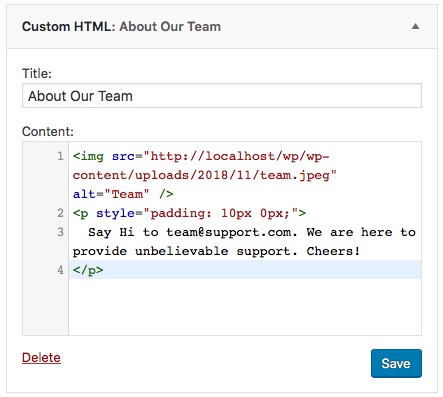 Add Image HTML with Custom HTML Widget