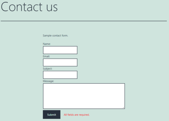 Wordpress Contact Form Output