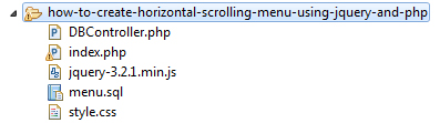 Horizontal Scrolling Menu File Structure