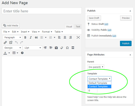 WordPress Template Selection