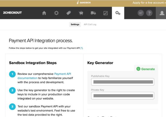 2Checkout Payment API Keys