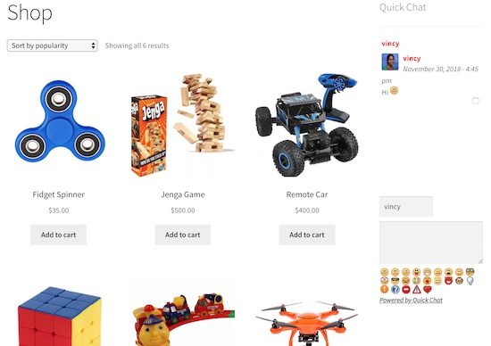 WooCommerce StoreFront with Quick Chat