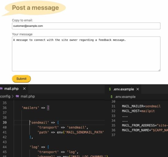 send email via laravel sendmail