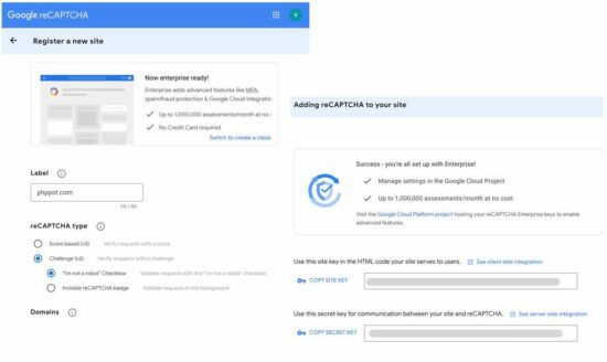 google recaptcha admin console