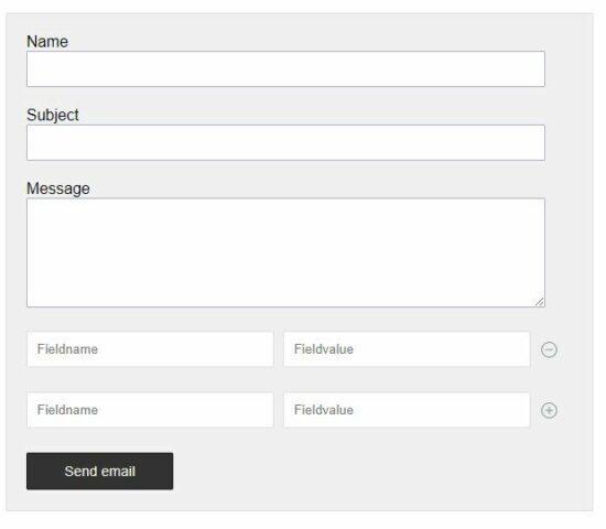 html contact form custom field