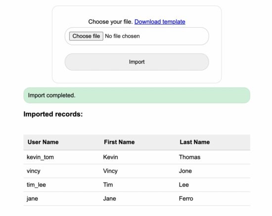 csv to mysql output screenshot