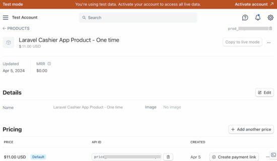 Stripe Product Price Page