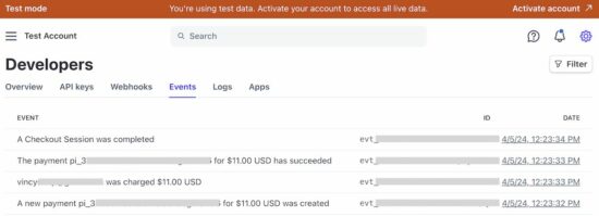Stripe Payment Event