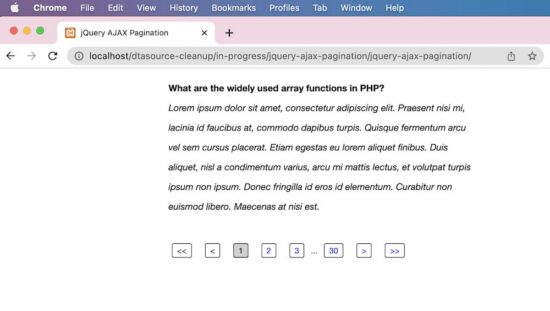 jquery ajax pagination output