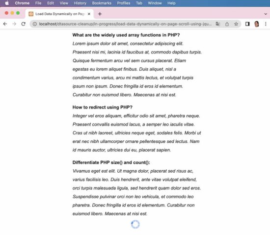 load data on scroll output
