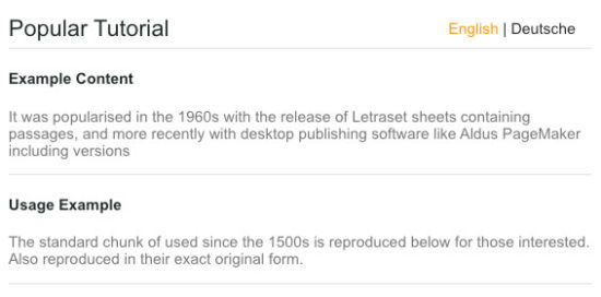 Multi-Language Page Content in English