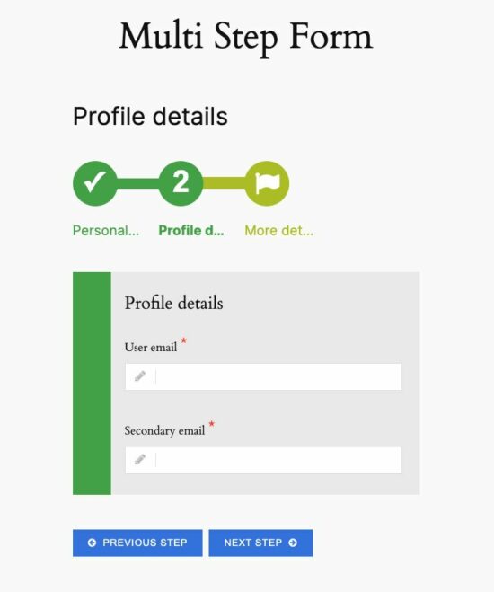 Multi Step Form Plugin Output