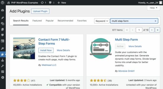 Install Multi Step Form Plugin