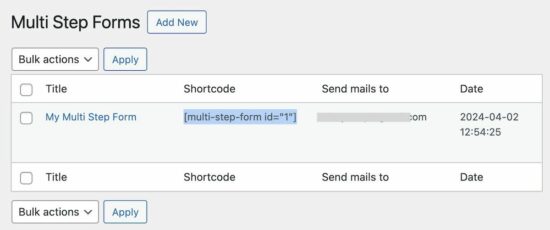 Form Shortcode