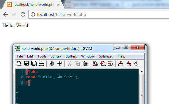 PHP Hello World Output