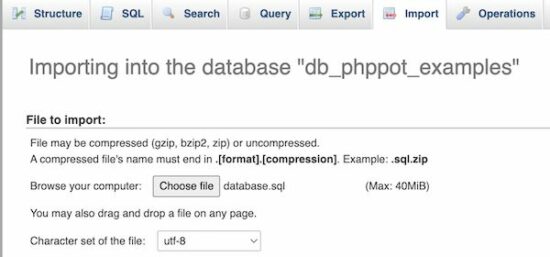 phpmyadmin import database