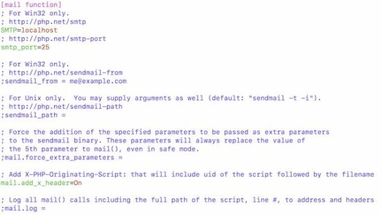 php.ini mail setting