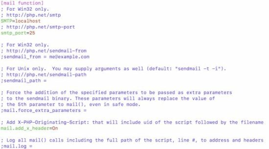 sendmail in php config